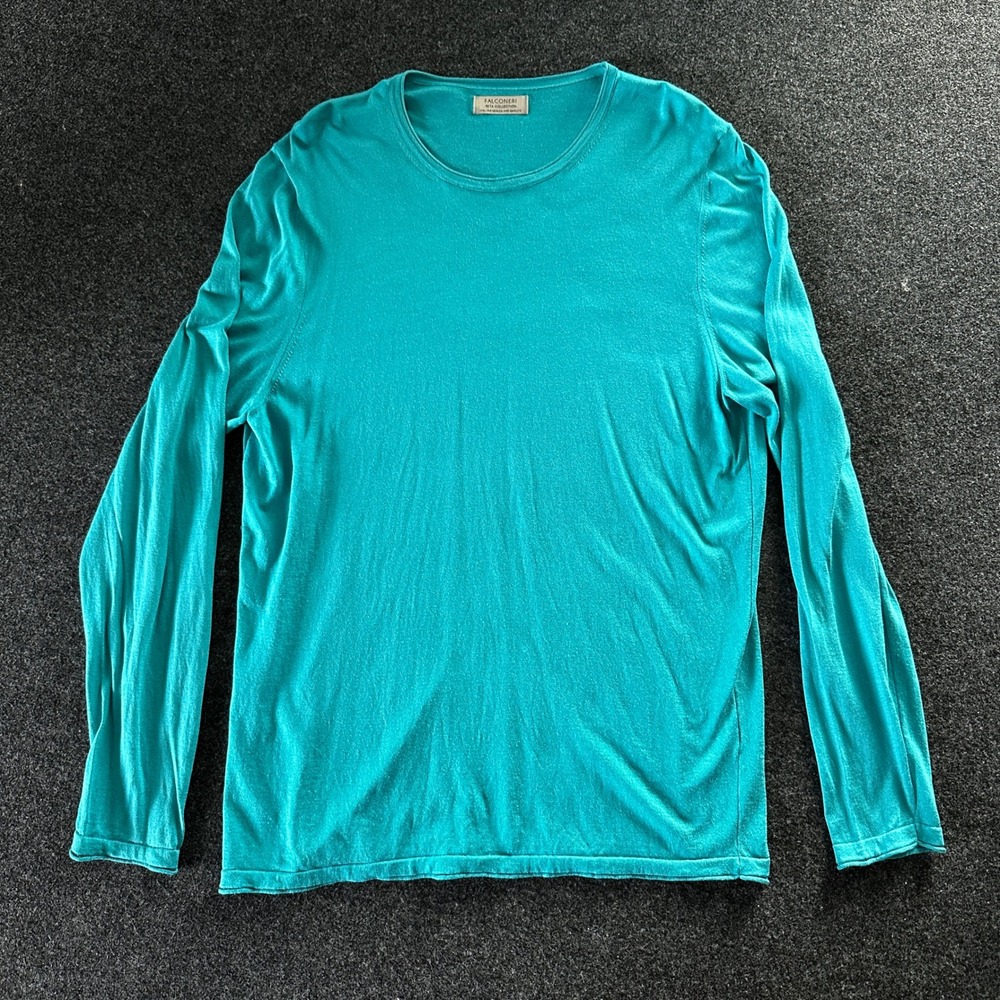 Falconeri Seta Collection Silk Cotton Knit Top Bundle Teal Green XXL UML0147